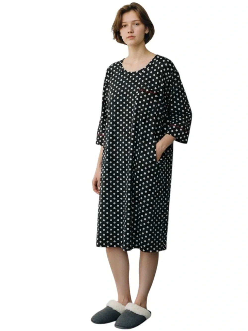 SOMA Polka Dot Night Dress in Black/White/Red Size Large— SUPER COMFORTABLE!!!